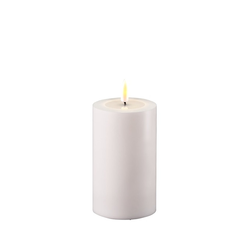 LED-Stumpenkerze Outdoor|Deluxe Homeart| weiß 12,5 cm