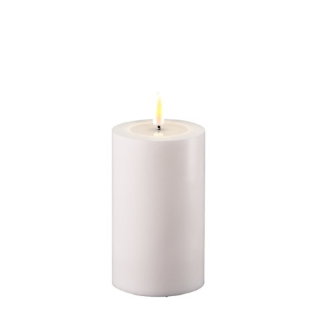 LED-Stumpenkerze Outdoor|Deluxe Homeart| weiß 12,5 cm