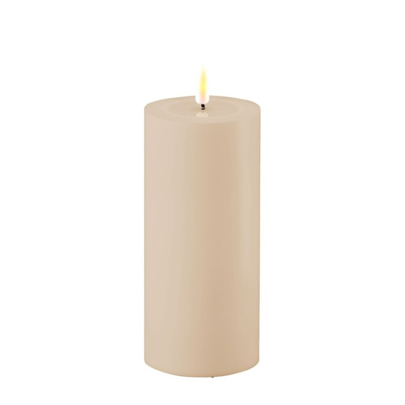 LED-Stumpenkerze Outdoor|Deluxe Homeart| Sand 15cm