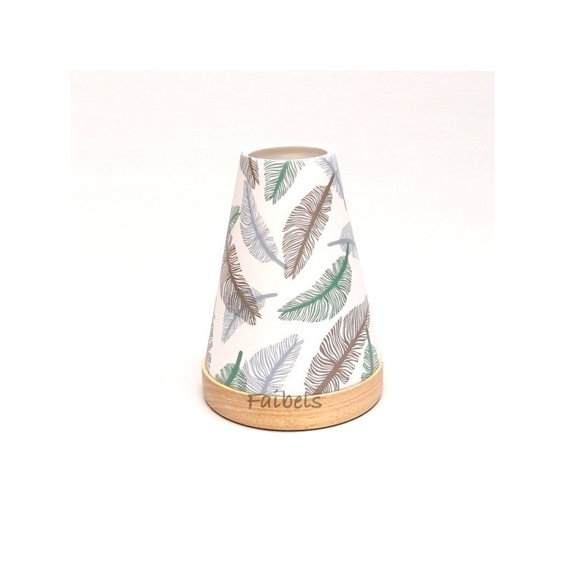 Glowing Candle Holder Vintage Style Puri | Federblätter grau-braun-grün