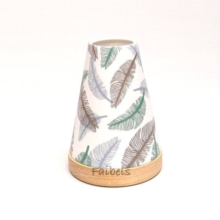 Glowing Candle Holder Vintage Style Puri | Federblätter grau-braun-grün