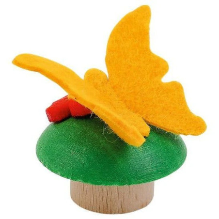 Ahrens Holz Geburtstags-Steckfiguren | Schmetterling gelb mit Blume