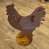 Edelrost Huhn "Poulet" auf Platte mit 3D-Effekt