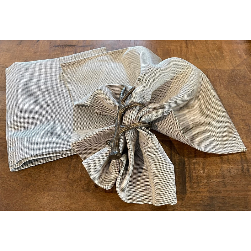 Halbleinen-Serviette Panama Jacquard Natur-Mokka