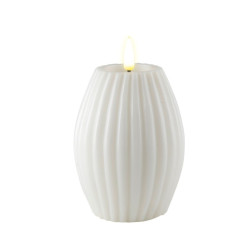 Echtwachs-LED-Stump-Kerze Rille|Deluxe Homeart| weiß 10cm