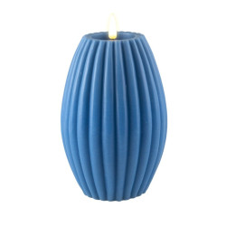 Echtwachs-LED-Stump-Kerze Rille|Deluxe Homeart| Ice Blue 15cm