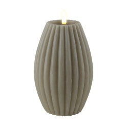 Echtwachs-LED-Stump-Kerze Rille|Deluxe Homeart| Sand 15cm
