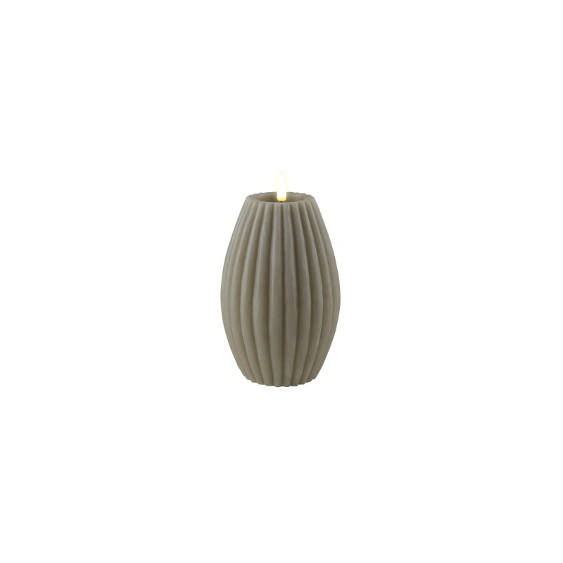 Echtwachs-LED-Stump-Kerze Rille|Deluxe Homeart| Sand 15cm