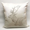 Edles Zierkissen Jacquard Hirsch Rotwild 50x50cm | natur