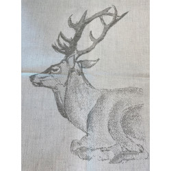 Edles Zierkissen Jacquard Hirsch Rotwild 50x50cm | natur