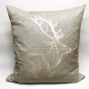 Edles Zierkissen Jacquard Hirsch Rotwild 50x50cm | Taupe Mokka