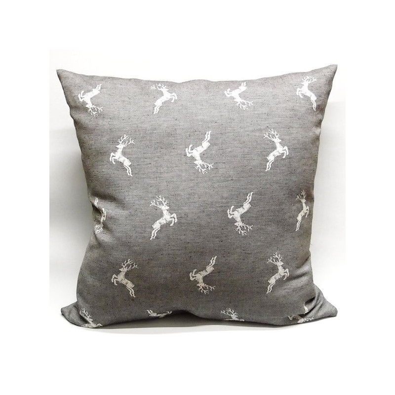 Edles Zierkissen Jacquard Hirsch 50x50cm | anthrazit