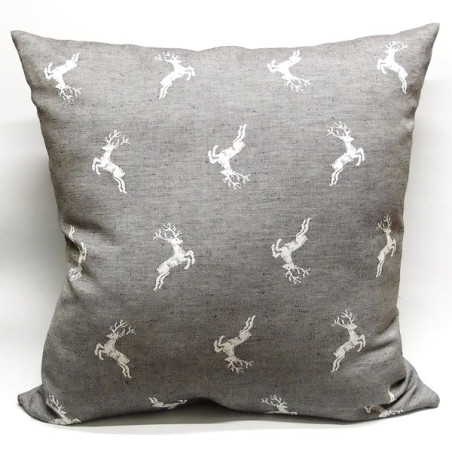 Edles Zierkissen Jacquard Hirsch 50x50cm | anthrazit
