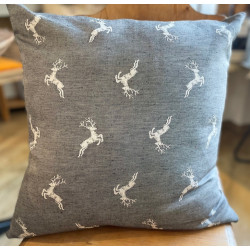 Edles Zierkissen Jacquard Hirsch 50x50cm | anthrazit