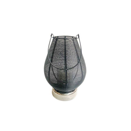 Windlicht Laterne Metall schwarz mit Altsilber