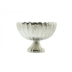 Schale auf Fuß Streifen klein| Silber Alu Nickel | LC Home