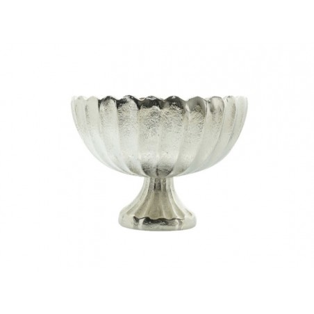 Schale auf Fuß Streifen klein| Silber Alu Nickel | LC Home