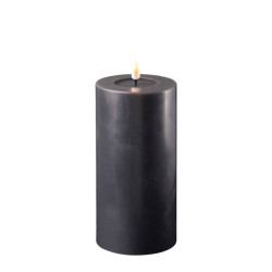 Echtwachs-LED-Stumpenkerze | Deluxe Homeart | schwarz 15cm