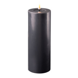 Echtwachs-LED-Stumpenkerze | Deluxe Homeart | schwarz 20cm