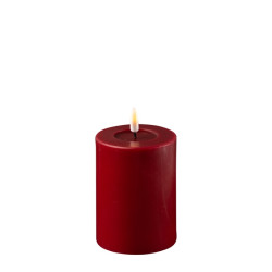 Echtwachs-LED-Stumpenkerze |Deluxe Homeart| Bordeaux-rot 10cm