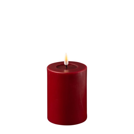 Echtwachs-LED-Stumpenkerze |Deluxe Homeart| Bordeaux-rot 10cm