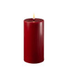 Echtwachs-LED-Stumpenkerze |Deluxe Homeart| Bordeaux-rot 15cm