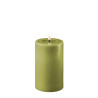 Echtwachs-LED-Stumpenkerze |Deluxe Homeart| Olivgrün 12,5cm