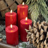 Echtwachs-LED-Stumpenkerze |Deluxe Homeart| Bordeaux-rot 15cm