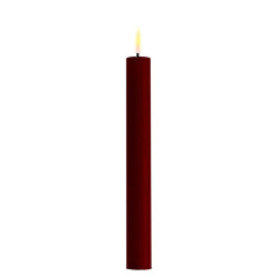Echtwachs-LED-Stab-Kerze 2er Set|Deluxe Homeart| Bourgogne-Rot 24cm