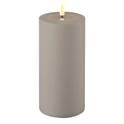 LED-Stumpenkerze Outdoor|Deluxe Homeart| grau D10cm H20cm