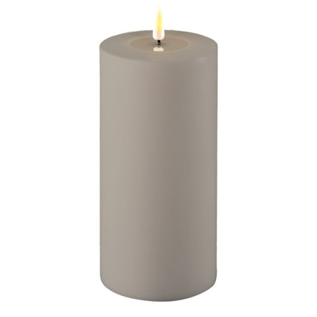 LED-Stumpenkerze Outdoor|Deluxe Homeart| grau D10cm H20cm