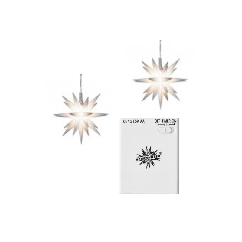 Orig. Herrnhut Set - 2x Miniaturstern plus Batteriehalter