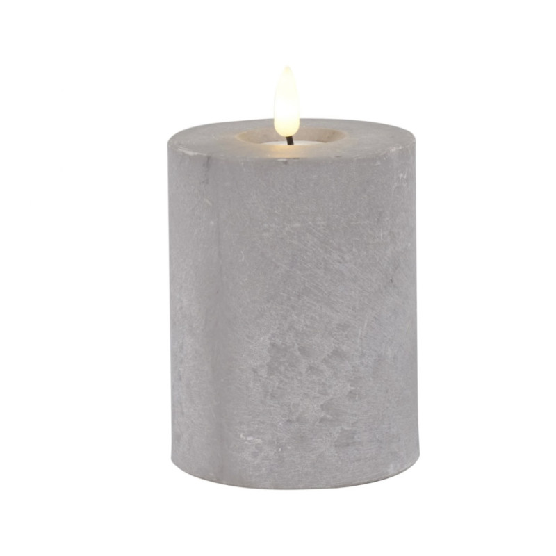 LED-Stumpenkerze Beton-Optik|Candela| grau D8cm H10cm