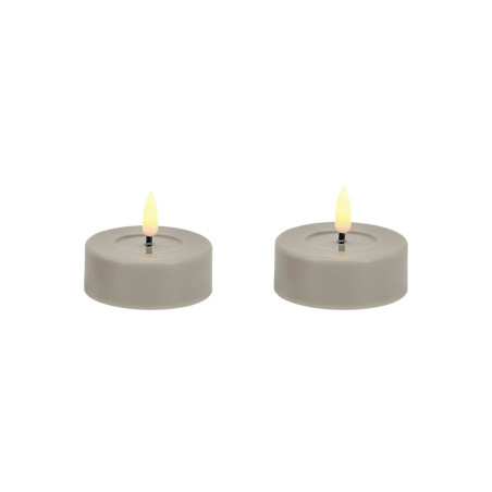 LED-Teelicht maxi |Candela| grau 6,8cm Doppelpack