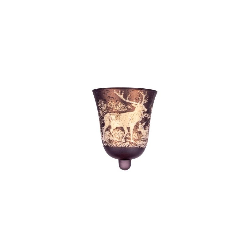Kerzenhalter Teelicht-Aufsatzglas Motiv Hirsch braun