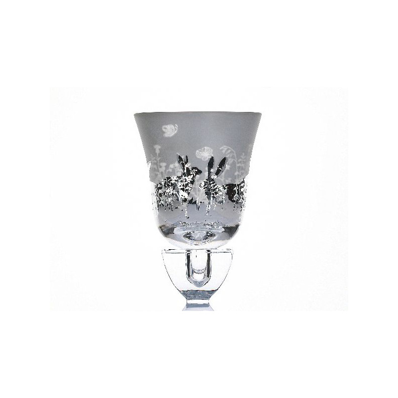 Kerzenhalter Teelicht-Aufsatzglas Motiv Hase weiß-silber