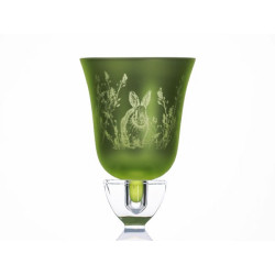 Kerzenhalter Teelicht-Aufsatzglas Motiv Hase grün