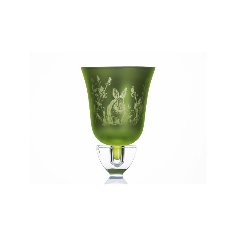 Kerzenhalter Teelicht-Aufsatzglas Motiv Hase grün