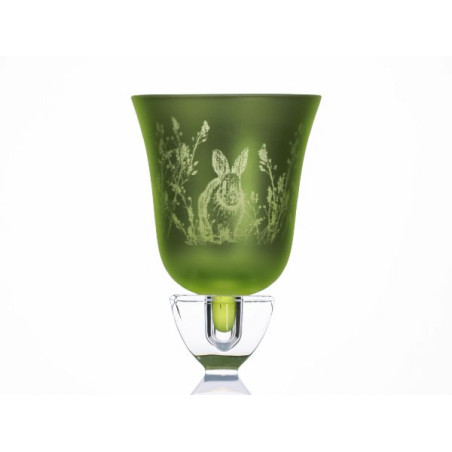 Kerzenhalter Teelicht-Aufsatzglas Motiv Hase grün