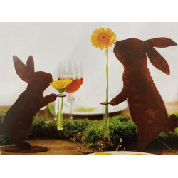 Edelrost Häschen "Bunny" C stehend mit Reagenzglas-Vase