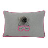 Edles Zierkissen Stick Alpine Ski Team "Milo"  | grau-pink