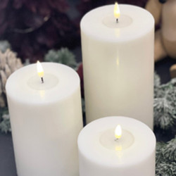 Echtwachs-LED-Stumpenkerze |Deluxe Homeart| weiß 15cm