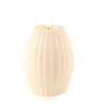 Echtwachs-LED-Stump-Kerze Rille|Deluxe Homeart| Creme 10cm