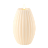 Echtwachs-LED-Stump-Kerze Rille|Deluxe Homeart| Creme-weiß 15cm