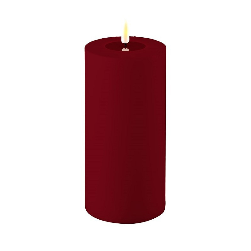 LED-Stumpenkerze Outdoor|Deluxe Homeart| Dunkelrot D10cm H20cm