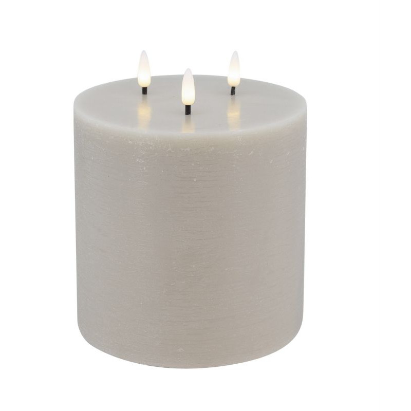 Echtwachs-LED 3-Docht-Kerze |Candela| Sand rustic 15x15cm