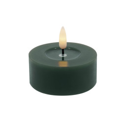 Echtwachs-LED-Teelicht maxi |Candela| dunkles Wintergrün 6,8cm Doppelpack
