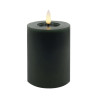 Echtwachs-LED-Stumpenkerze |Candela| Dunkles Wintergrün 10cm
