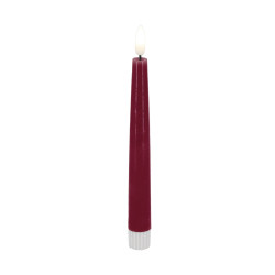 Echtwachs-LED-Dinnerkerze |Candela| Bordeaux-rot 26cm Doppelpack
