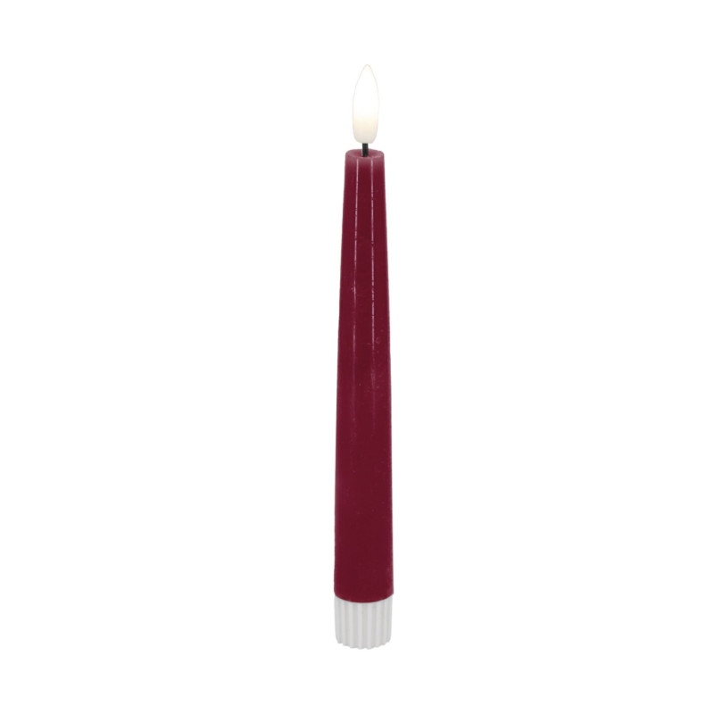 Echtwachs-LED-Dinnerkerze |Candela| Bordeaux-rot 26cm Doppelpack